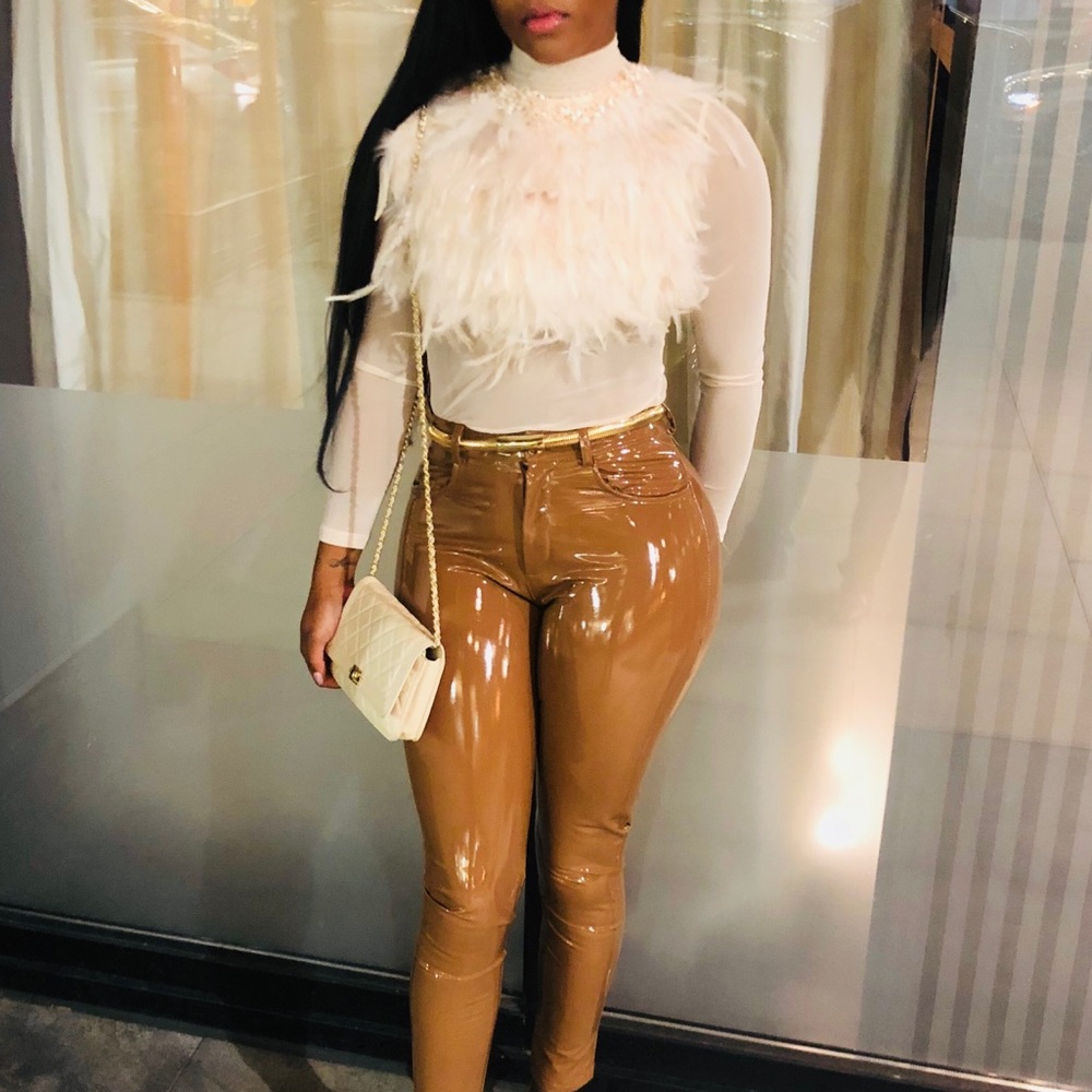 Cream feather shirt